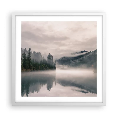 Plakat i hvid ramme - I drømmen, i tågen - 50x50 cm