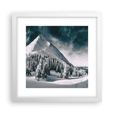 Plakat i hvid ramme - Land med sne og is - 30x30 cm