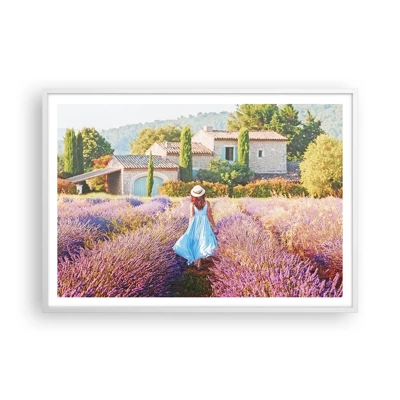 Plakat i hvid ramme - Lavendel pige - 100x70 cm