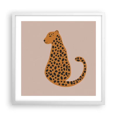 Plakat i hvid ramme - Leopardprint er et moderigtigt mønster - 50x50 cm