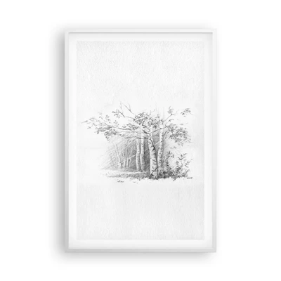 Plakat i hvid ramme - Lyset fra birkeskoven - 61x91 cm