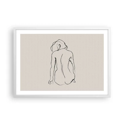 Plakat i hvid ramme - Nøgen pige - 70x50 cm