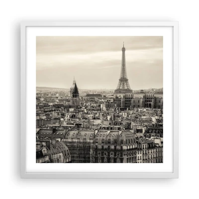 Plakat i hvid ramme - Over Paris' hustage - 50x50 cm