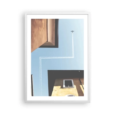 Plakat i hvid ramme - Over den urbane labyrint - 50x70 cm