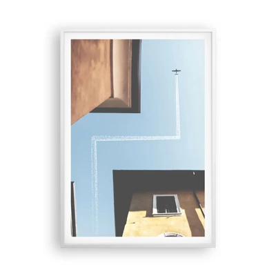 Plakat i hvid ramme - Over den urbane labyrint - 70x100 cm
