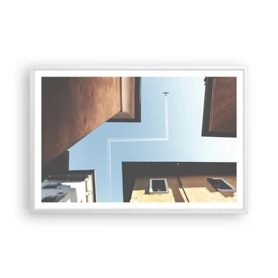 Plakat i hvid ramme - Over den urbane labyrint - 91x61 cm