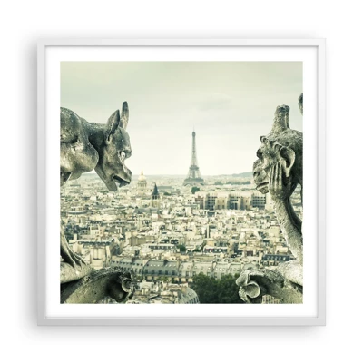 Plakat i hvid ramme - Parisisk chat - 60x60 cm