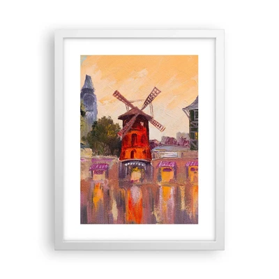 Plakat i hvid ramme - Parisiske ikoner - Moulin Rouge - 30x40 cm