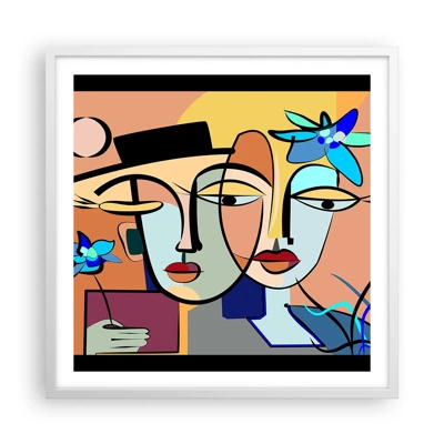 Plakat i hvid ramme - Picassos randez vous - 60x60 cm