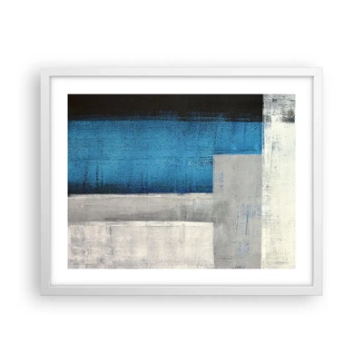 Plakat i hvid ramme - Poetisk komposition af grå og blå - 50x40 cm