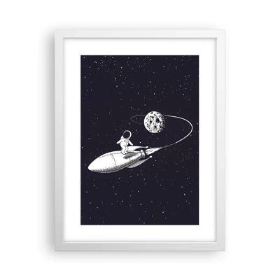 Plakat i hvid ramme - Space surfer - 30x40 cm