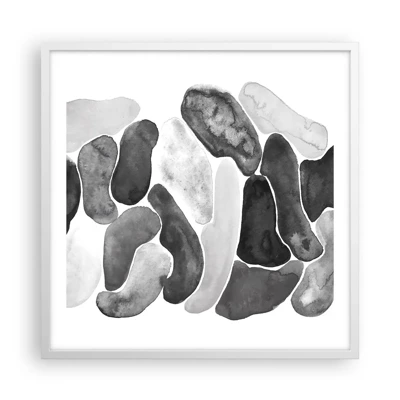 Plakat i hvid ramme - Stenet abstraktion - 60x60 cm