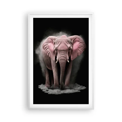 Plakat i hvid ramme - Tænk ikke på en lyserød elefant! - 61x91 cm