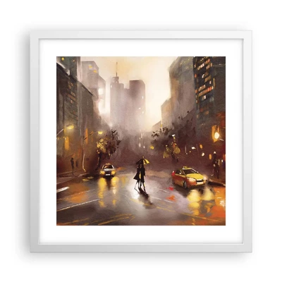 Plakat i hvid ramme - Til New Yorks lys - 40x40 cm