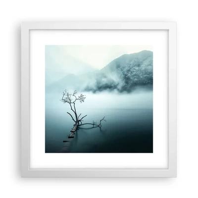 Plakat i hvid ramme - Ud af vand og tåge - 30x30 cm