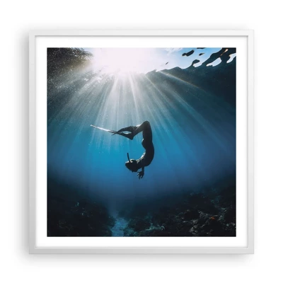 Plakat i hvid ramme - Undervandsdans - 60x60 cm