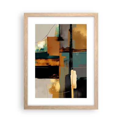 Plakat i ramme af lyst egetræ - Abstraktion - lys og skygge - 30x40 cm