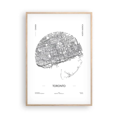 Plakat i ramme af lyst egetræ - Anatomi af Toronto - 70x100 cm