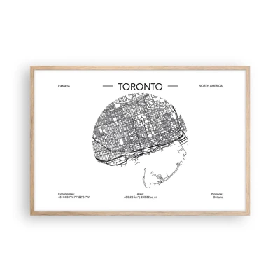 Plakat i ramme af lyst egetræ - Anatomi af Toronto - 91x61 cm