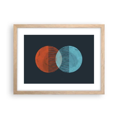 Plakat i ramme af lyst egetræ - Astronomisk fantasi - 40x30 cm