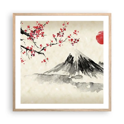 Plakat i ramme af lyst egetræ - Bliv forelsket i Japan - 60x60 cm