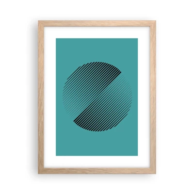 Plakat i ramme af lyst egetræ - Cirklen - en geometrisk variation - 30x40 cm