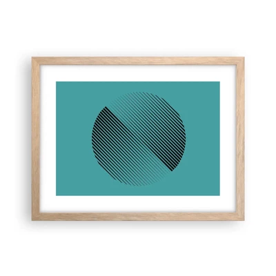 Plakat i ramme af lyst egetræ - Cirklen - en geometrisk variation - 40x30 cm