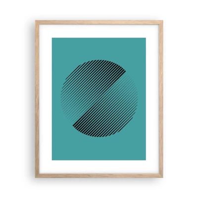 Plakat i ramme af lyst egetræ - Cirklen - en geometrisk variation - 40x50 cm