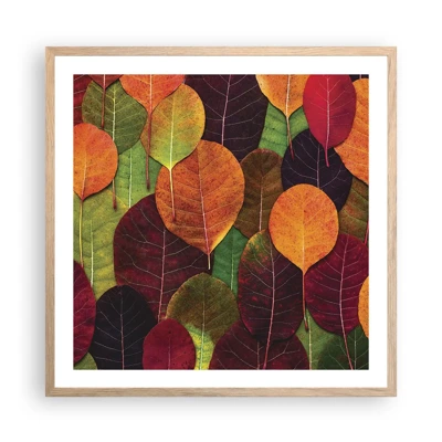 Plakat i ramme af lyst egetræ - Efterårsmosaik - 60x60 cm