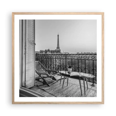 Plakat i ramme af lyst egetræ - Eftermiddag i Paris - 60x60 cm