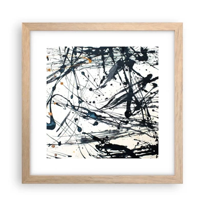 Plakat i ramme af lyst egetræ - Ekspressionistisk abstraktion - 30x30 cm