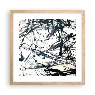 Plakat i ramme af lyst egetræ - Ekspressionistisk abstraktion - 40x40 cm