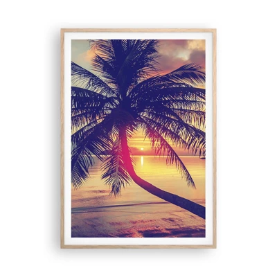Plakat i ramme af lyst egetræ - En aften under palmerne - 70x100 cm