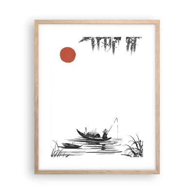 Plakat i ramme af lyst egetræ - En asiatisk eftermiddag - 40x50 cm