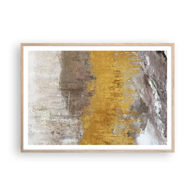 Plakat i ramme af lyst egetræ - En gylden eksplosion - 100x70 cm