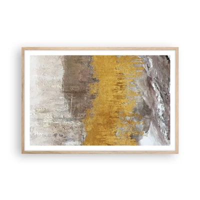 Plakat i ramme af lyst egetræ - En gylden eksplosion - 91x61 cm