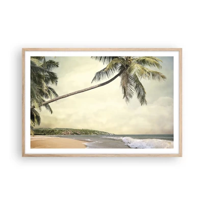 Plakat i ramme af lyst egetræ - En tropisk drøm - 91x61 cm