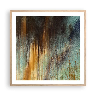 Plakat i ramme af lyst egetræ - En utilsigtet farverig komposition - 60x60 cm