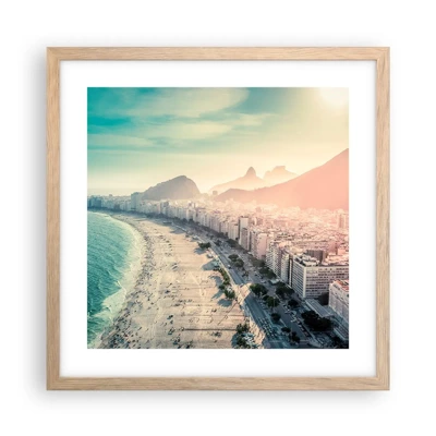 Plakat i ramme af lyst egetræ - Evig ferie i Rio - 40x40 cm