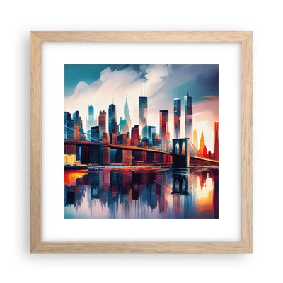 Plakat i ramme af lyst egetræ - Fænomenale New York - 30x30 cm