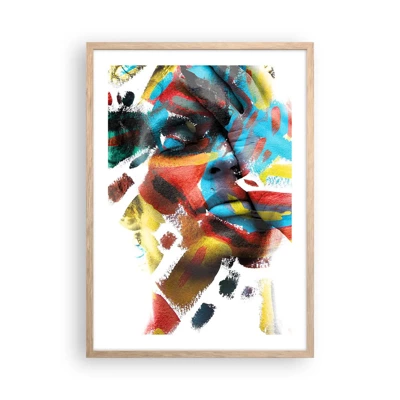 Plakat i ramme af lyst egetræ - Farverig personlighed - 50x70 cm