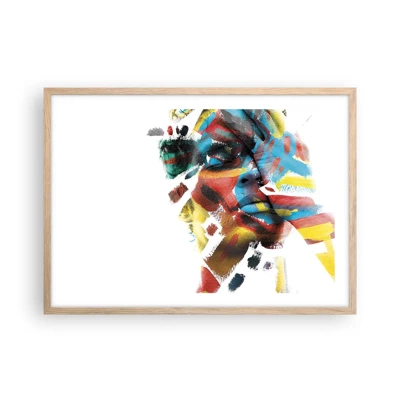 Plakat i ramme af lyst egetræ - Farverig personlighed - 70x50 cm