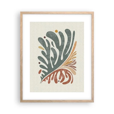 Plakat i ramme af lyst egetræ - Flerfarvet blad - 40x50 cm