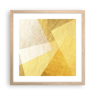 Plakat i ramme af lyst egetræ - Geometriens vejr - 40x40 cm