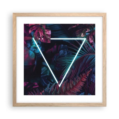 Plakat i ramme af lyst egetræ - Have i disco-stil - 40x40 cm