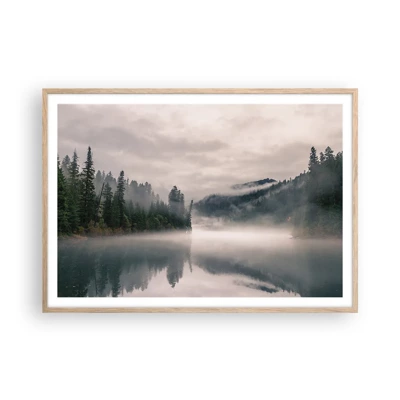 Plakat i ramme af lyst egetræ - I drømmen, i tågen - 100x70 cm
