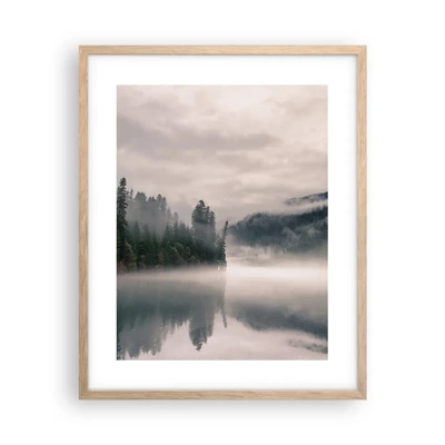 Plakat i ramme af lyst egetræ - I drømmen, i tågen - 40x50 cm