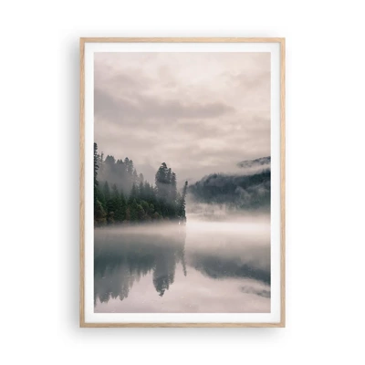 Plakat i ramme af lyst egetræ - I drømmen, i tågen - 70x100 cm