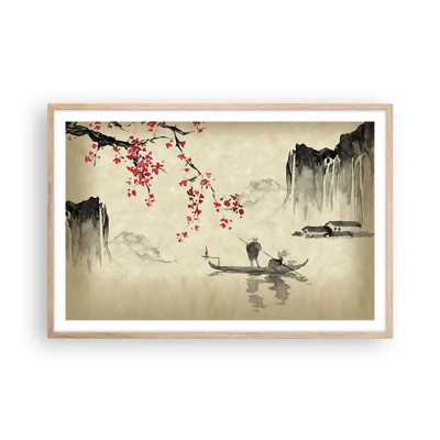 Plakat i ramme af lyst egetræ - I kirsebærblomsternes land - 91x61 cm