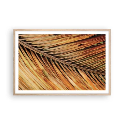 Plakat i ramme af lyst egetræ - Kokosnød guld - 91x61 cm